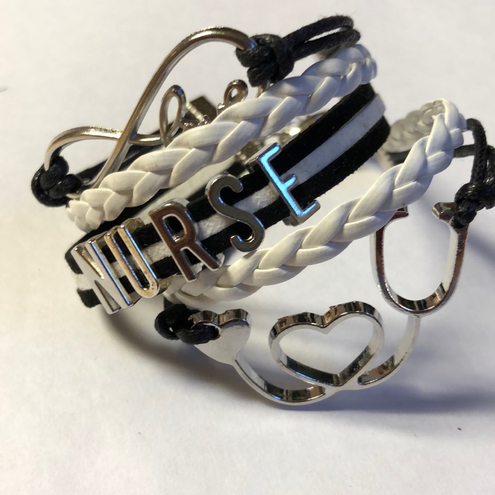 Infinity Love Nurse multi leather cuff bracelet